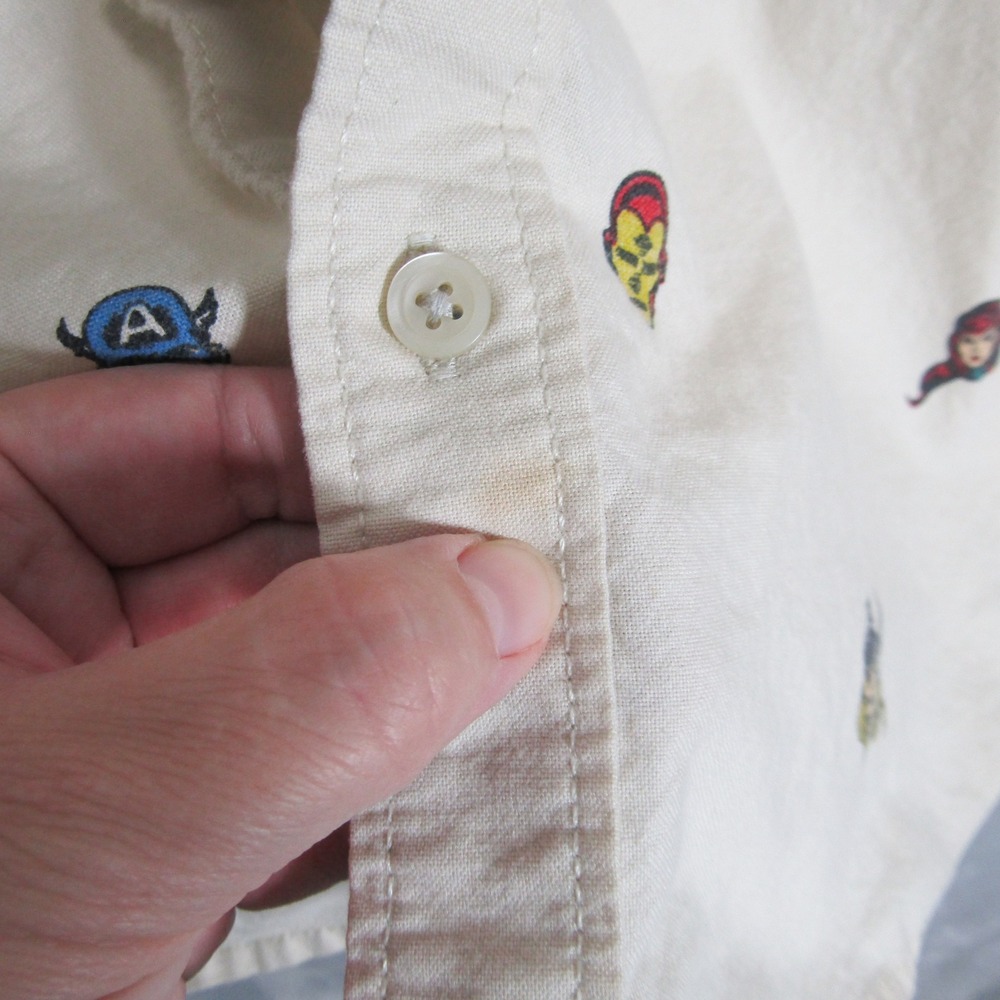 Marvel X Vans Button Up Shirt All Over Print Cream Large Short Sleeve - Picture 4 of 11
